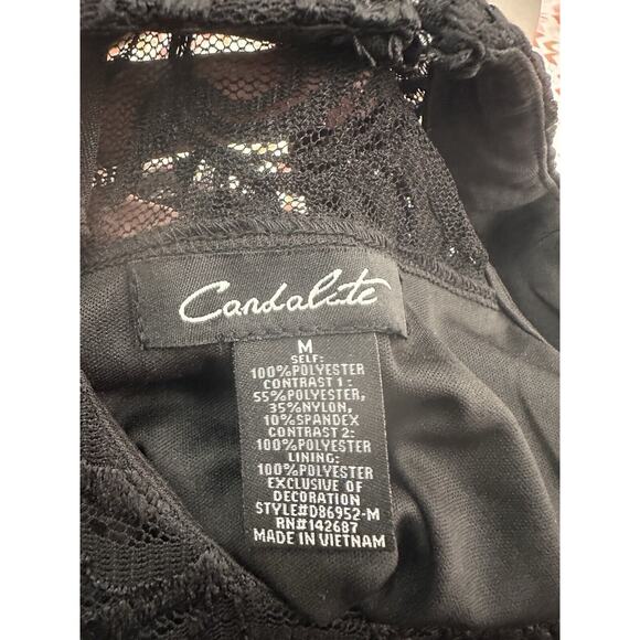 Vintage 90s Black Candelite Evening Dress Size M Sequins On Lace Top Prom Party - Picture 5 of 5